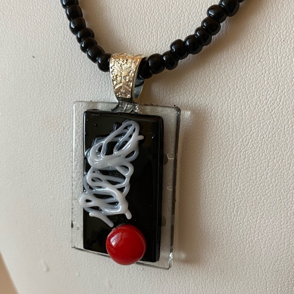 Funky Layered Fused Glass Pendant - Picture 1 of 8